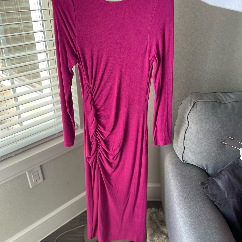 Fashion Nova Vibrant Pink Long Sleeve Dress
